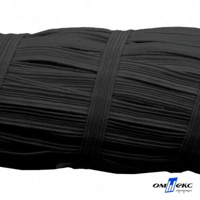 Резиновые нити с текстильным покрытием, шир. 6 мм (55 м/уп), цв.-черный - купить в Соликамске. Цена: 210.75 руб.