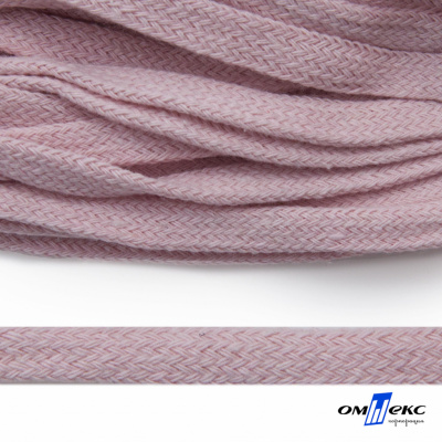 Шнур плетеный d-8 мм плоский, 70% хлопок 30% полиэстер, уп.85+/-1 м, цв.1019-св.розовый - купить в Соликамске. Цена: 735 руб.