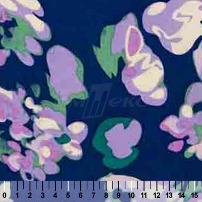 Штапель принт (100% вискоза) D4,C3, 110 гр/м2, шир.140см, принт цветы/василёк - купить в Соликамске. Цена 343 руб.