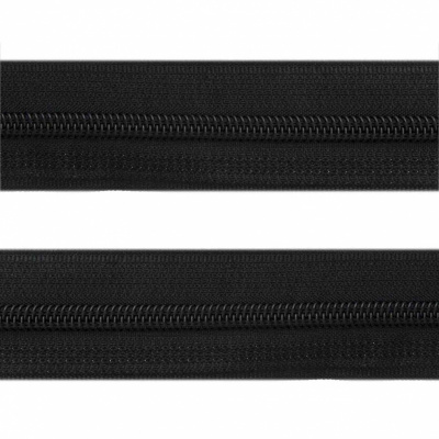 Рулонная молния с покрытием PVC спираль тип 3 (упак.270м) -черная с полосой СВО - купить в Соликамске. Цена: 12.74 руб.