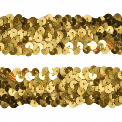 Тесьма с пайетками D16, шир. 30 мм/уп. 25+/-1 м, цвет золото - купить в Соликамске. Цена: 1 087.39 руб.