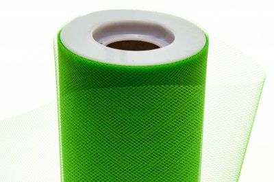 Фатин в шпульках 16-146, 10 гр/м2, шир. 15 см (в нам. 25+/-1 м), цвет зелёный - купить в Соликамске. Цена: 100.69 руб.