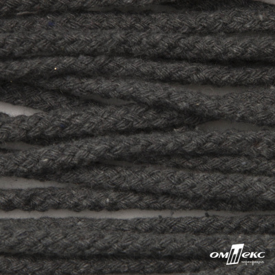 Шнур плетеный d-6 мм круглый, 70% хлопок 30% полиэстер, уп.90+/-1 м, цв.1088-т.серый - купить в Соликамске. Цена: 594 руб.