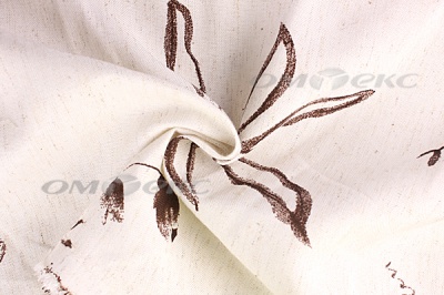 Портьерная ткань лен-печать "Розабель", С1 (молоко+венге), 280 см - купить в Соликамске. Цена 707.11 руб.