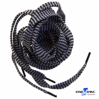 Шнурки #107-07, плоские 130 см, двухцветные цв.серый/чёрный - купить в Соликамске. Цена: 23.03 руб.