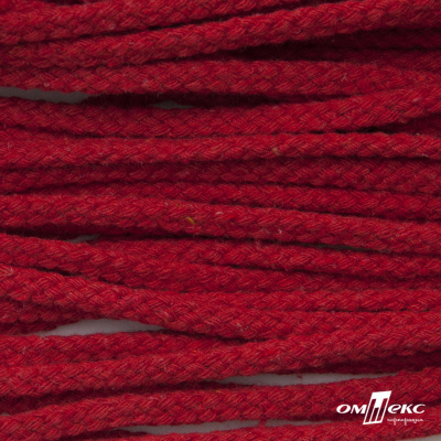 Шнур плетеный d-6 мм, круглый 70% хлопок 30% полиэстер, уп.90+/-1 м, цв.1064-красный - купить в Соликамске. Цена: 594 руб.