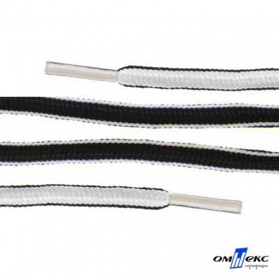 Шнурки #4-27, круглые 130 см, двухцветные (черно/белый) - купить в Соликамске. Цена: 47.04 руб.