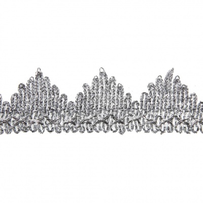 Тесьма металлизированная 0384-0240, шир. 40 мм/уп. 25+/-1 м, цвет серебро - купить в Соликамске. Цена: 490.74 руб.