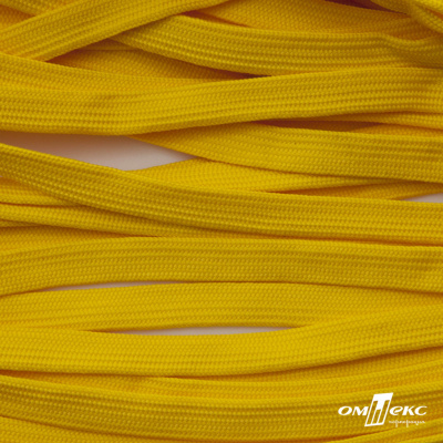 Шнур плетеный (плоский) d-12 мм, (уп.90+/-1м), 100% полиэстер, цв.269 - жёлтый - купить в Соликамске. Цена: 8.62 руб.