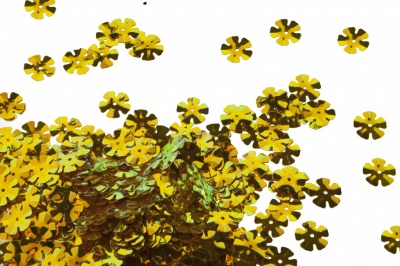 Пайетки "ОмТекс" россыпью,DOUBLE SIDED GOLD,цветок 14 мм/упак.50 гр, цв. 0460-золото - купить в Соликамске. Цена: 80.12 руб.