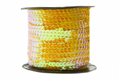 Пайетки "ОмТекс" на нитях, CREAM, 6 мм С / упак.73+/-1м, цв. 92 - золото - купить в Соликамске. Цена: 484.77 руб.