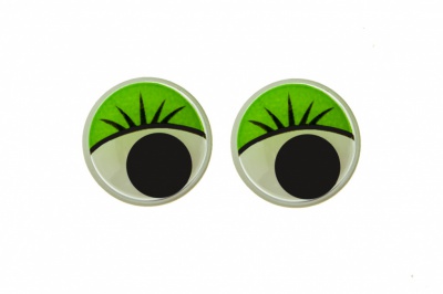 Глазки для игрушек, круглые, с бегающими зрачками, 15 мм/упак.50+/-2 шт, цв. -зеленый - купить в Соликамске. Цена: 113.01 руб.