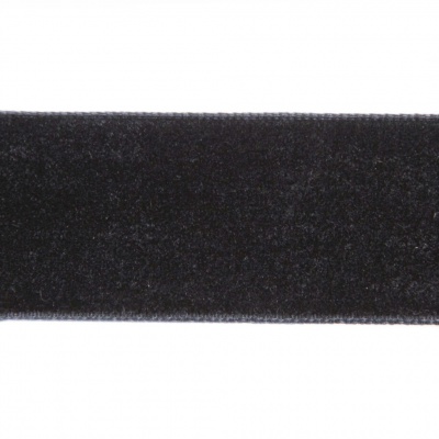 Лента бархатная нейлон, шир.25 мм, (упак. 45,7м), цв.03-черный - купить в Соликамске. Цена: 800.84 руб.