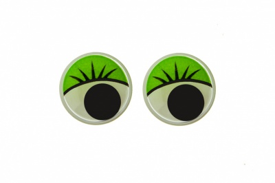 Глазки для игрушек, круглые, с бегающими зрачками, 12 мм/упак.50+/-2 шт, цв. -зеленый - купить в Соликамске. Цена: 96.01 руб.