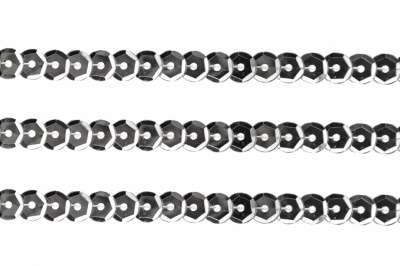 Пайетки "ОмТекс" на нитях, SILVER-BASE, 6 мм С / упак.73+/-1м, цв. 1 - серебро - купить в Соликамске. Цена: 468.37 руб.