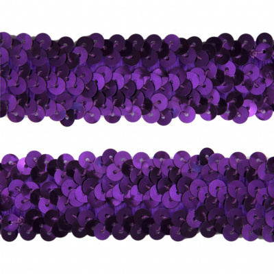 Тесьма с пайетками 12, шир. 30 мм/уп. 25+/-1 м, цвет фиолет - купить в Соликамске. Цена: 1 098.48 руб.