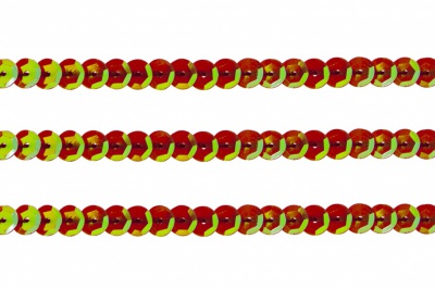 Пайетки "ОмТекс" на нитях, CREAM, 6 мм С / упак.73+/-1м, цв. 96 - красный - купить в Соликамске. Цена: 484.77 руб.