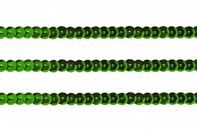 Пайетки "ОмТекс" на нитях, SILVER-BASE, 6 мм С / упак.73+/-1м, цв. 4 - зеленый - купить в Соликамске. Цена: 484.77 руб.