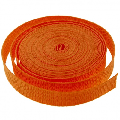 Стропа текстильная, шир. 25 мм (в нам. 50+/-1 ярд), цвет оранжевый - купить в Соликамске. Цена: 409.94 руб.