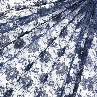 Кружевное полотно гипюр 10102, шир.150 см, цвет т.синий/dark blue - купить в Соликамске. Цена 177.14 руб.
