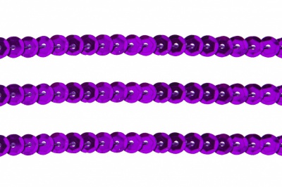 Пайетки "ОмТекс" на нитях, SILVER-BASE, 6 мм С / упак.73+/-1м, цв. 12 - фиолет - купить в Соликамске. Цена: 300.55 руб.